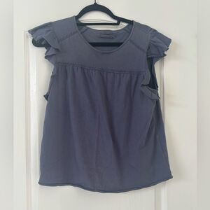 Abercrombie & Fitch Women's Ruffled Sleeve Blouse - Blue